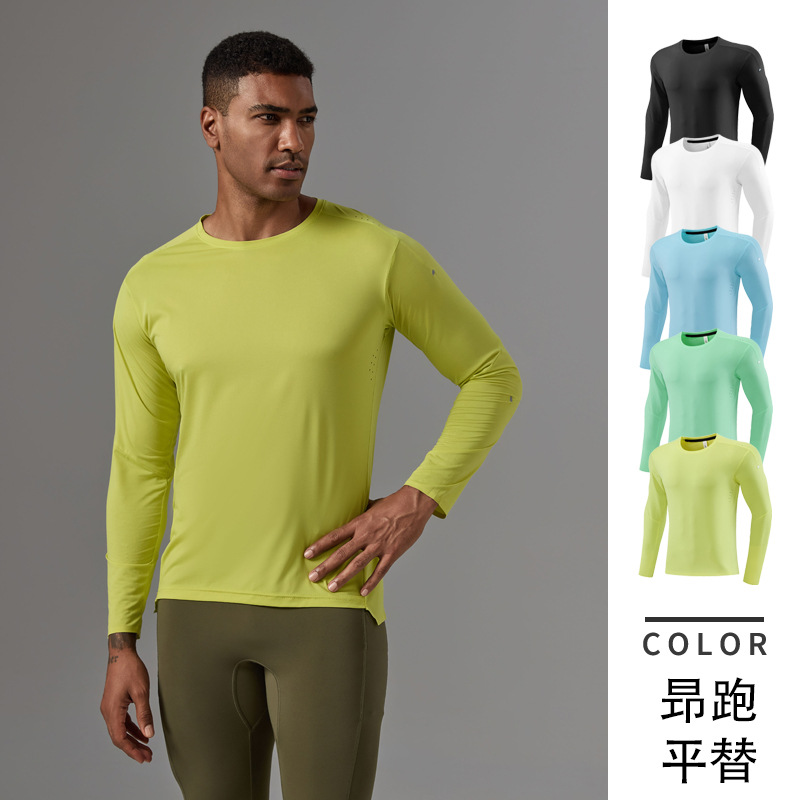 New autumn and winter long-sleeve sports casual t-shirt, quick-dry fitness 7A antibacterial top, men's training wear