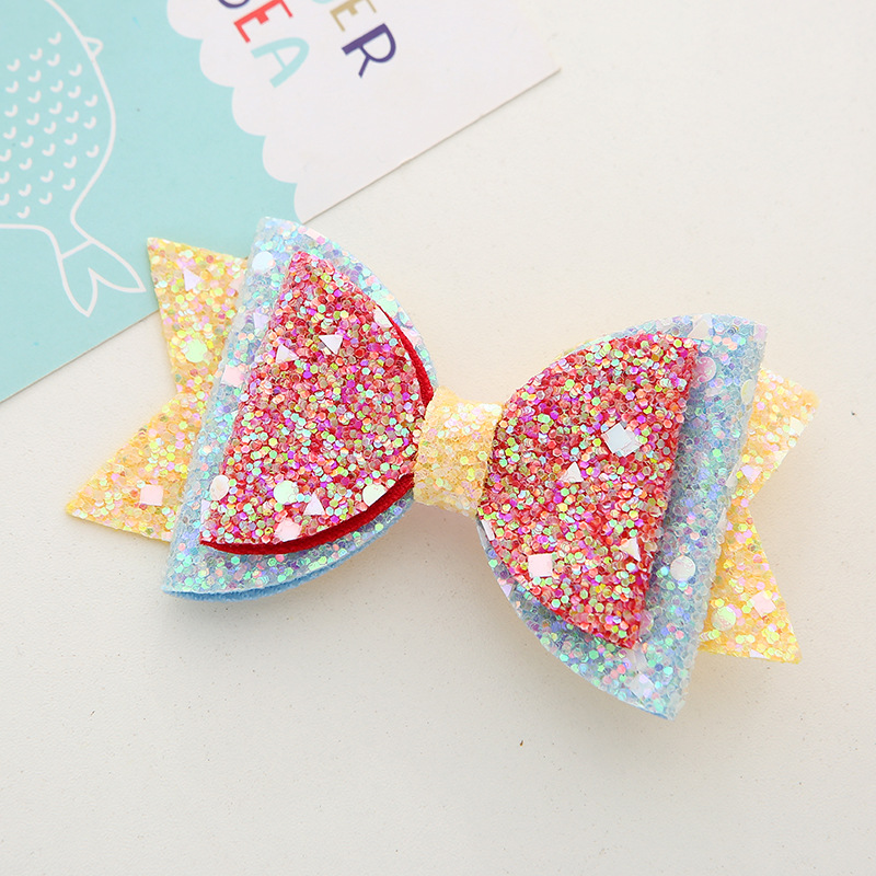Glitter Material Princess Kid'S Knot Butterfly Bow Knot Glitter Sequins Sequins Hair Clip