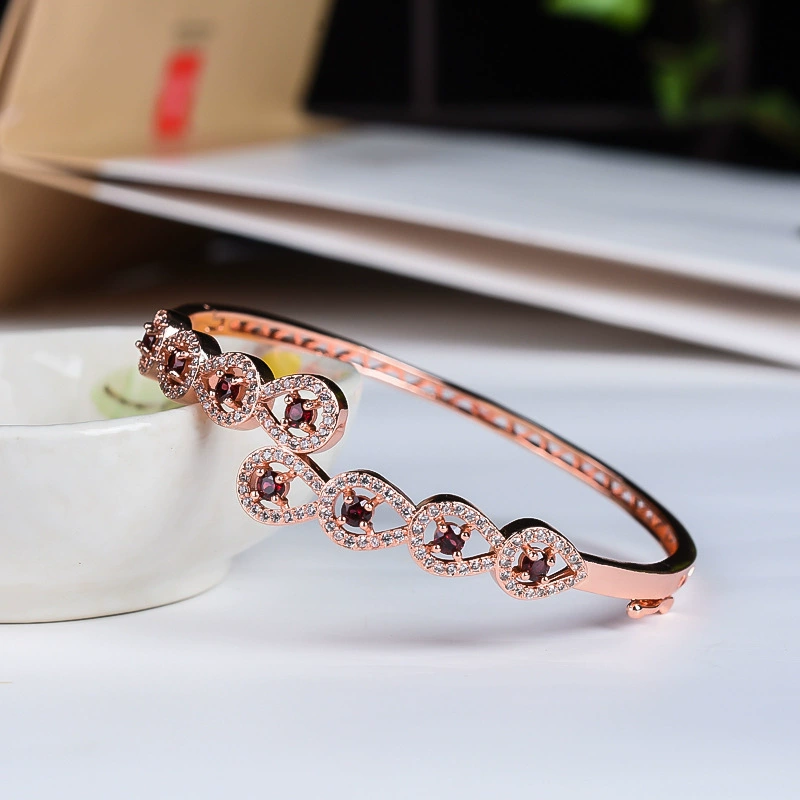 Organic golden copper bracelet pomegranate, pink gold