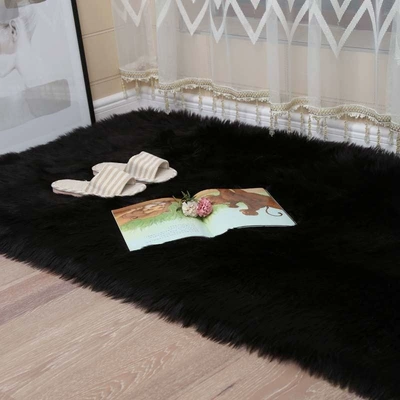 Car Carpet: Cushion, Faux Cashmere Door Mat - long-hair-black-60150cm