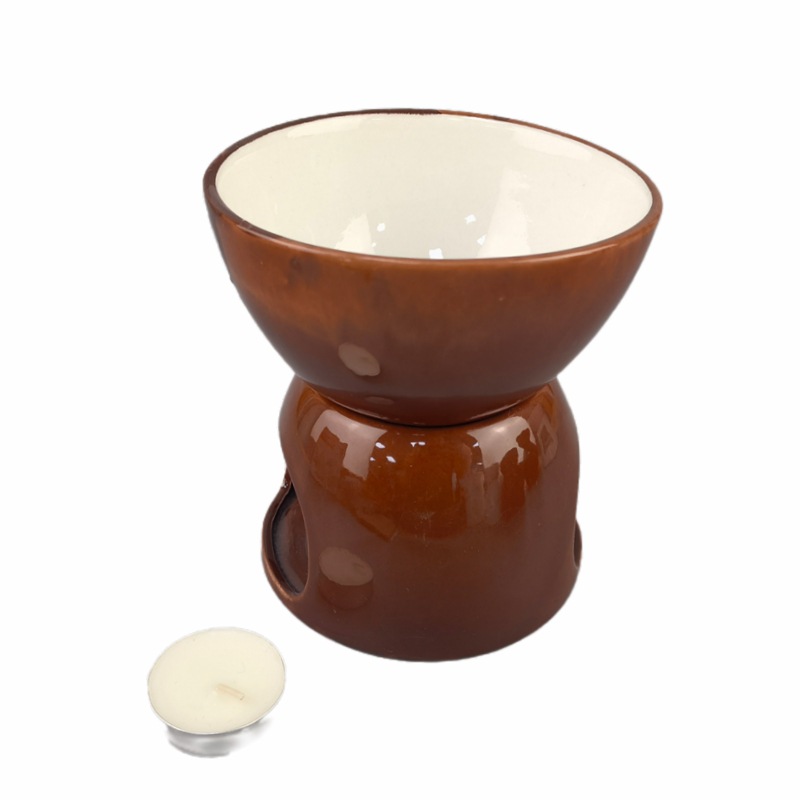 Horno de chocolate de cerámica personalizado, horno de calentamiento de olla caliente pequeña para el hogar, horno de tazón, horno de cerámica de calentamiento de queso de chocolate separado