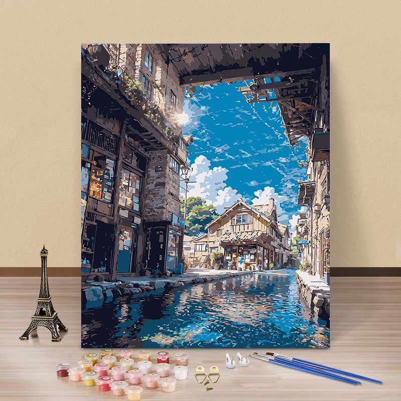 Diy pintura digital al óleo frente al mar verano hecha a mano Diy pinturas acrílicas curadas pinturas decorativas de la sala de estar