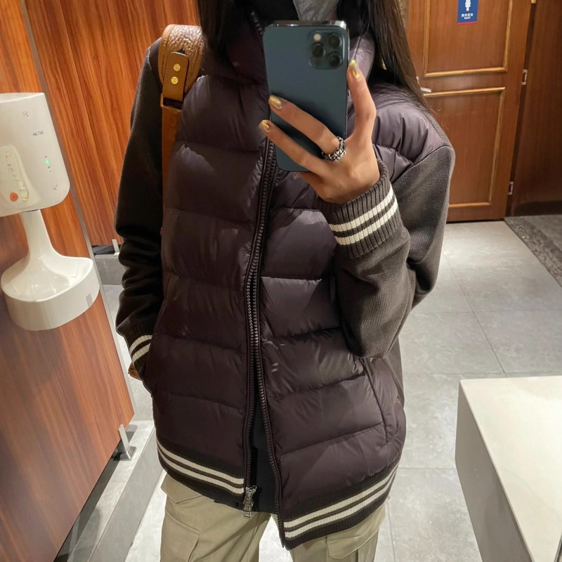 In-Stock Original Label m Mengjia Internet Celebrity Style Wool Blend Patchwork 90% White Duck down Jacket Sweater Coat for Men and Women In-Stock Original Label m Mengjia Internet Celebrity Style Wool Blend Patchwork 90% White Duck down Jacket Sweater Coat for Men and Women