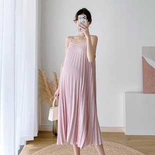 Internet Celebrant Pregnant Women Two-piece Set Pleated Pregnant Women's Sling Skirt plus size Maternity Dress Pregnant Women