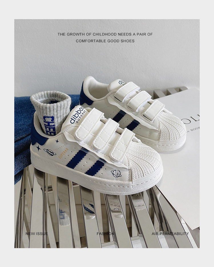 2023 Spring New Children's Shell Head Casual Board Girls Four Seasons Little White per scarpe sportive in velcro per ragazzi_voghion.com