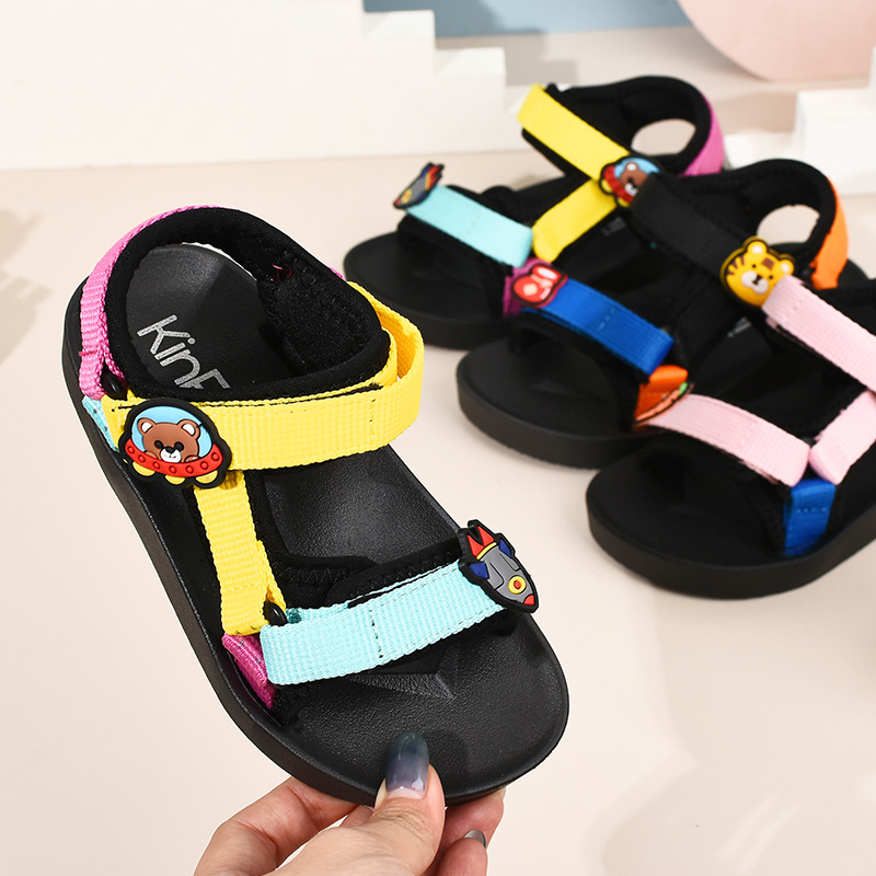 2022年夏季新款童凉鞋时尚卡通儿童韩版男女中小童织带沙滩鞋跨境