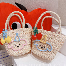 HD334A25编织卡通手提包可爱少女心编织包田园风菜篮子樱桃单肩