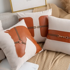 New European and American light luxury ins style pillowcase creative imitation leather stitching sofa cushion double-sided nima head cushion