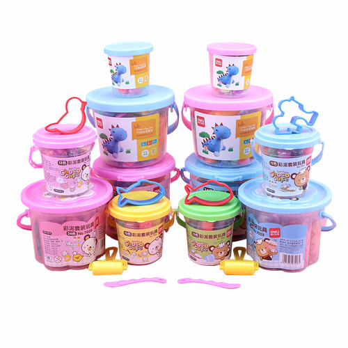 Deli 24-color student plasticine set children's toys handmade barrel-like leather mud belt model 12-color mud