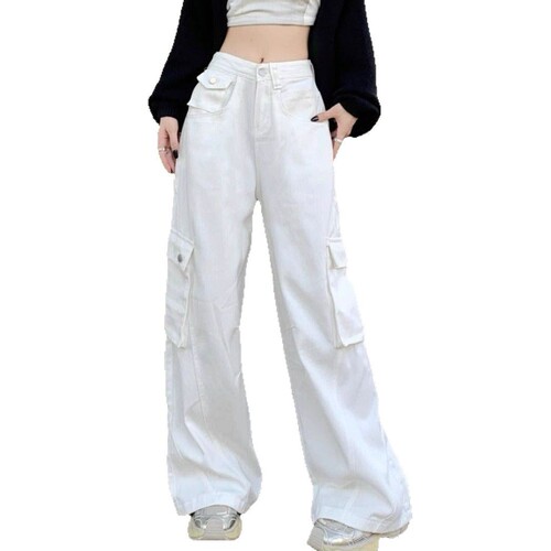 American-style spicy girl workwear jeans for women, new winter designs with a sense of style, loose high-waisted, slimming wide-leg floor-length pants