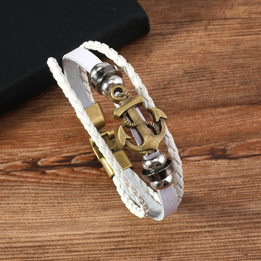 20g Weight Bracelets Classification Alloy Chain Material 1 Piece Quantity Street Occasion Alloy, Leather Material Geometric Pattern Men's Gender Retro Style Retro Geometric Alloy Leather Men's Bracelets Men Cord & Leather Bracelets 7