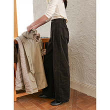 时简 复古滤镜 质感高级灯芯绒休闲裤 修身显瘦显腿长裤子潮92560