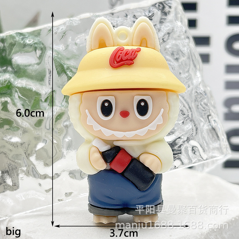 卡通拉布布钥匙扣公仔盲盒挂件跨境labubu迷你手机小挂件拉布布配|undefined
