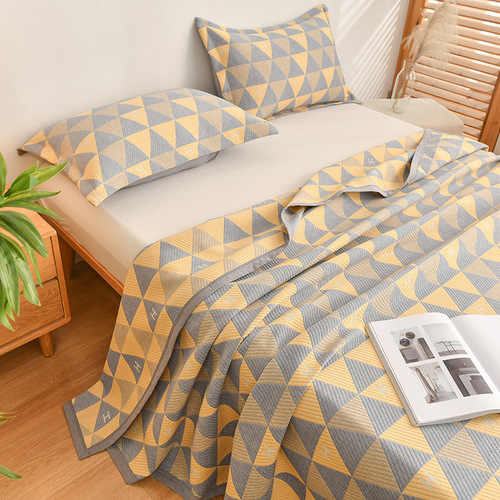 New 100% cotton double layer gauze bed cover 3 layers cotton yarn dyed washable multifunctional cover blanket for all seasons universal cotton bed