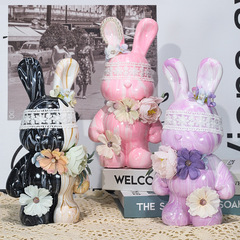 Flowing Fluid Rabbit Piggy Bank DIY Ornaments Set Graffiti Handmade Materials Children's Piggy Bank Home Decoration