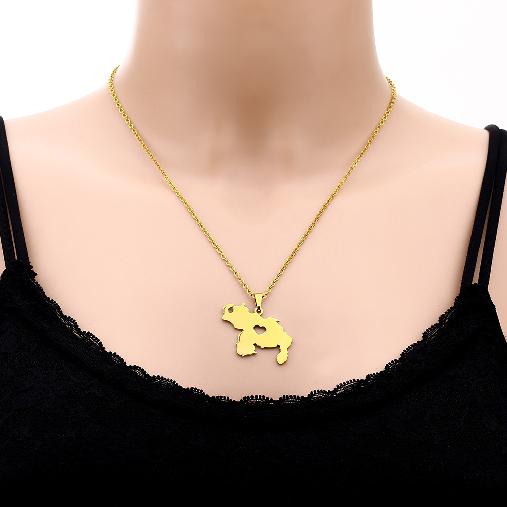1 Piece Quantity Simple Style Map Customization Laser Engraving Titanium Steel Unisex Pendant Necklace Men Pendant Necklaces