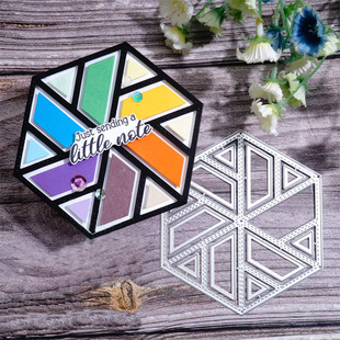 Handbook Decoration Regular Hexagon Background Metal Carbon Steel Knife Mold Etching Cutting Handmade Embossing Knife Mold Cross-Border Delivery