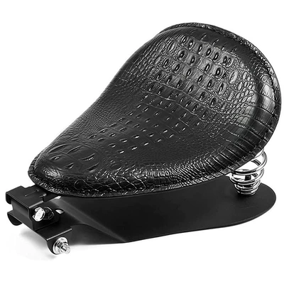 Motorcycle Harley cruise Prince car modified Iron Horse 400 universal retro spring single seat bag with iron plate set (Motorcycle cushion) - crocodile-pattern-black-1-cushion-with-iron-plate