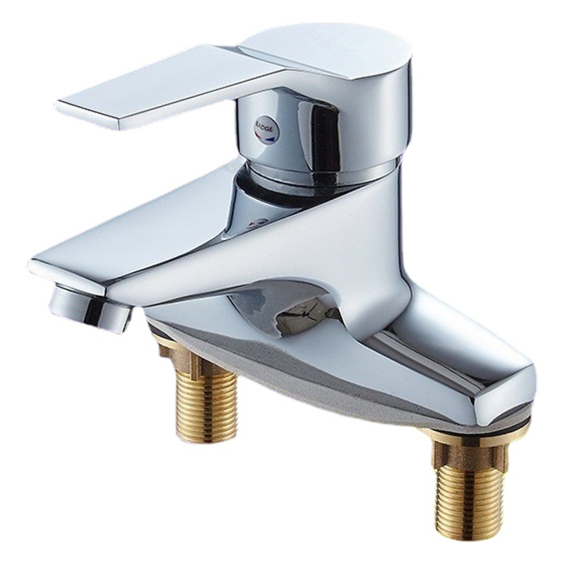 Baño, lavabo, lavabo, grifo de agua fría y caliente de tres orificios, cuerpo de cobre, tocador, mesa, doble orificio, fábrica al por mayor