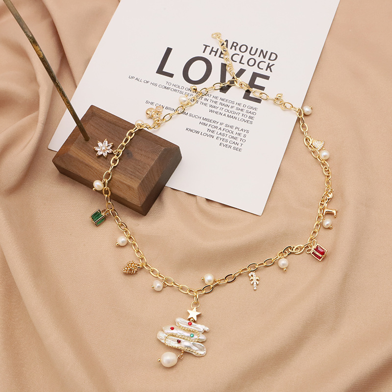Collar de perlas naturales para mujeres originales hechas a mano de lujo ligero diamante barroco cuentas temperamento alto sentido regalo de Navidad