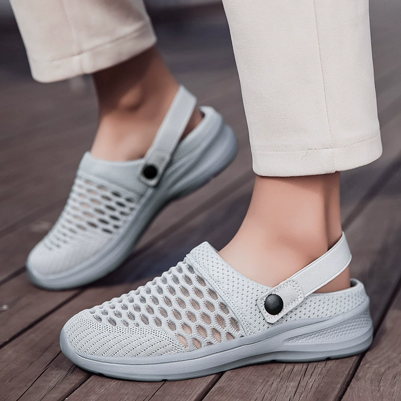 Женские модные летние тапочки больших размеров 2025 года, на толстой подошве, с сетчатыми вырезами, дышащие, повседневные, с открытым носком, для мам.