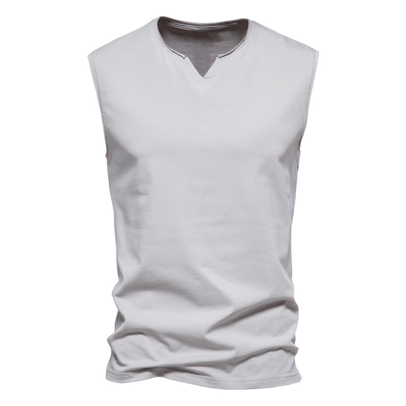2023 Foreign Trade New Summer Men's Fashion Vest Henry Collar Sleeveless T-shirt Cotton Base Sports Waistcoat for Men