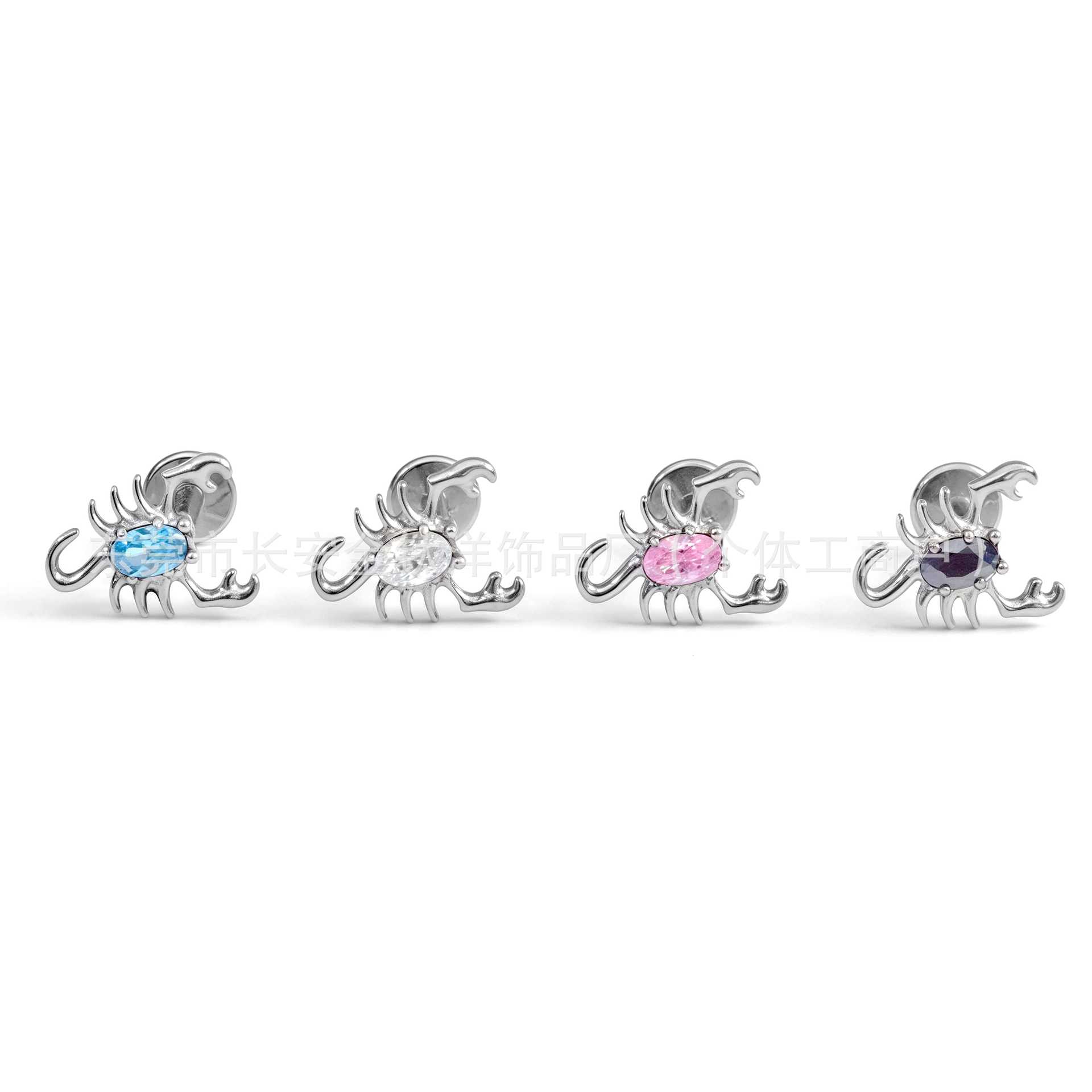 F136 Titanium Scorpion Stud Earrings with 5A Zirconia - Lip Nose Cartilage Piercing Jewelry detail image 7