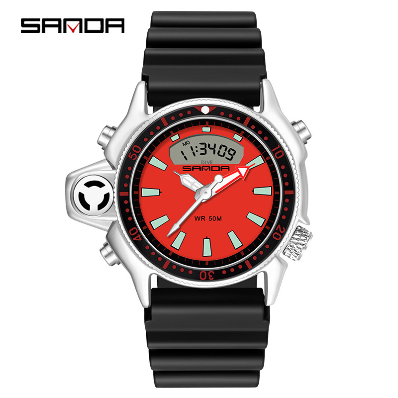 Sanda transfronterizo reloj de tendencia europea y americana reloj deportivo multifuncional al aire libre impermeable para jóvenes reloj electrónico