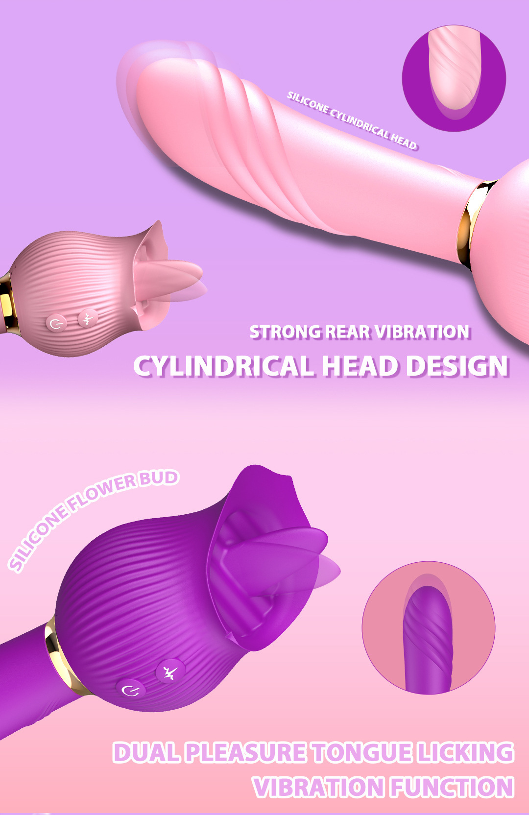 Afiya Rose Telescopic Sucking Vibrator with Tongue-Licker Motion, Rechargeable Wearable Egg, Purple — detail image 5