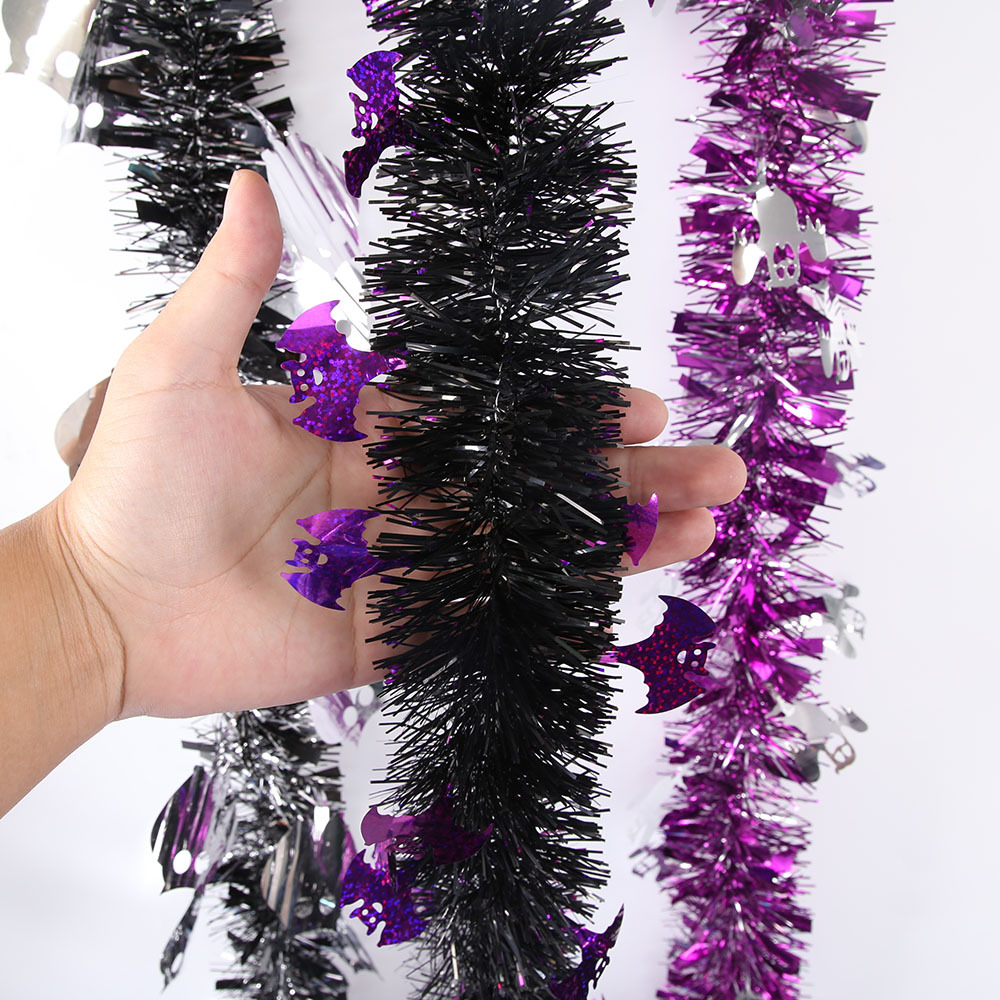 Nueva barra de color de Halloween, cinta encriptada, murciélago de hierba, barra de lana fantasma, decoración de fiesta del festival de fantasmas, colgante de flor de lana larga