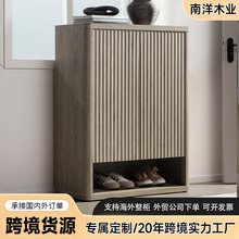 超薄翻斗鞋柜家用门口入户玄关收纳柜一体靠墙复古条纹2025新款