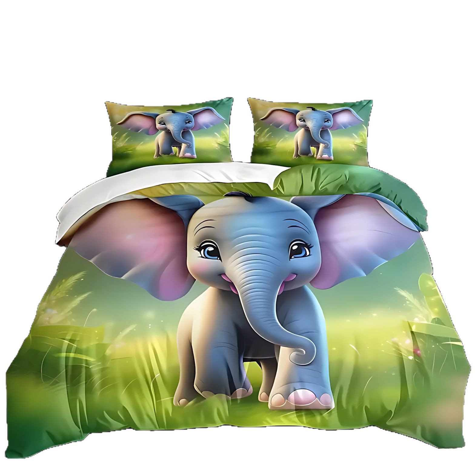 TEMU / JIT fuente fabricante de dibujos animados elephant impresión digital 3D colcha colchón kit para ordenar dibujos