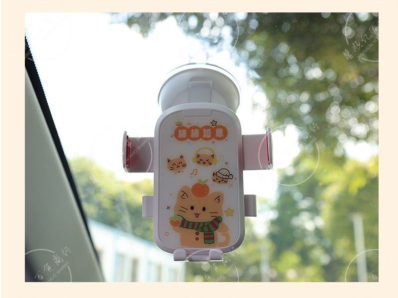 2025 New Cute Cartoon Car Mobile Phone Holder Live Shooting Center Console Vacuum Suction Cup Navigation Mobile Phone Holder