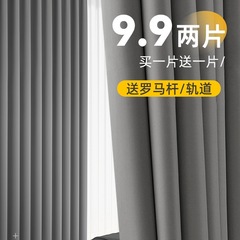 窗帘全遮光2025新款卧室隔音挂钩式飘窗客厅阳台遮阳防晒感布