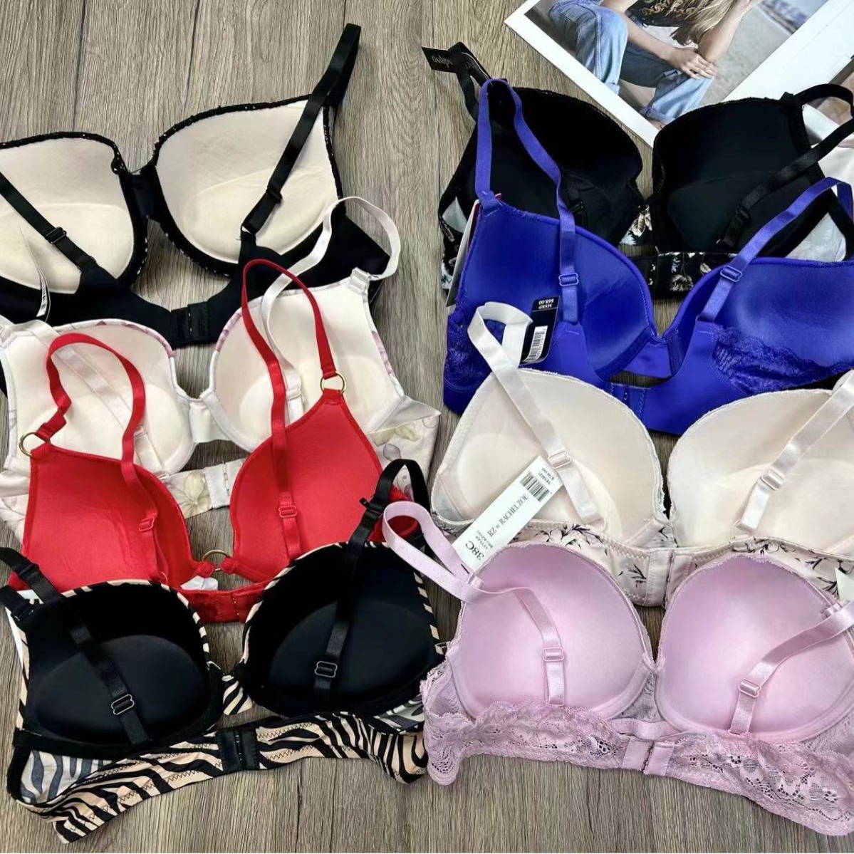 Mixto de marcas europeas y estadounidenses del sudeste asiático, ropa interior de damas con anillo de acero, encaje liso, sujetadores mixtos lotes