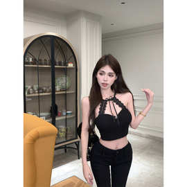 忆可达 挂脖蕾丝吊带连衣裙女纯欲性感开叉包臀小妈裙抹胸裙子