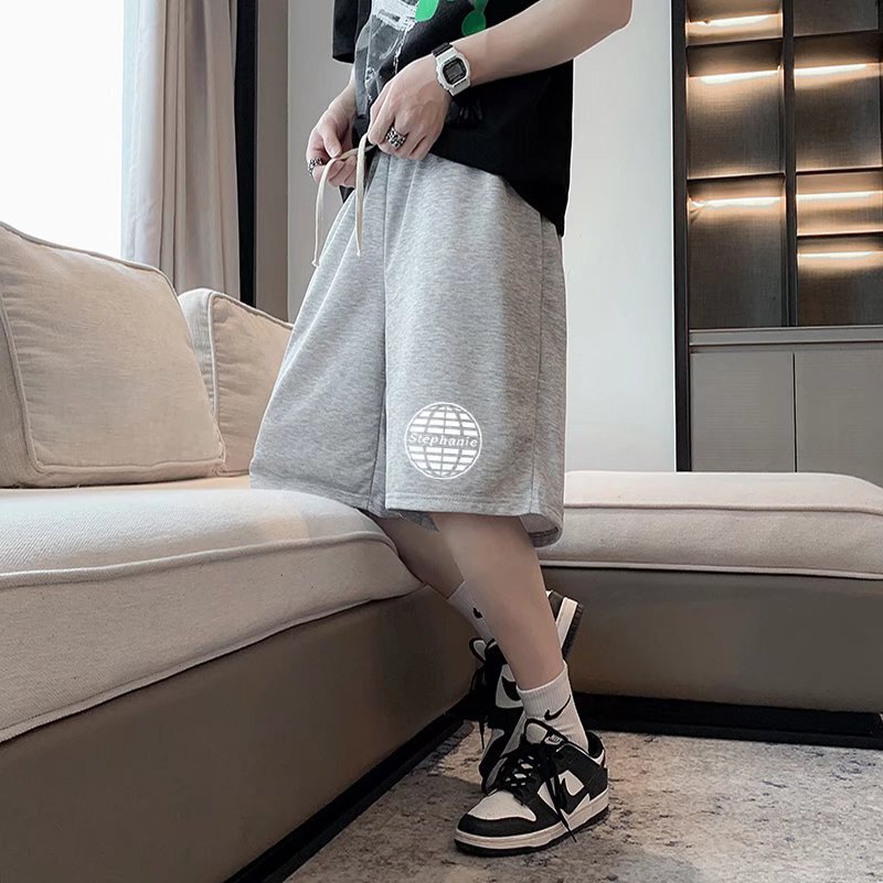 2025 Summer New Straight-Leg Sports Shorts Korean Style Trendy Loose Casual Pants Plus Size Men's Pants Extra Large