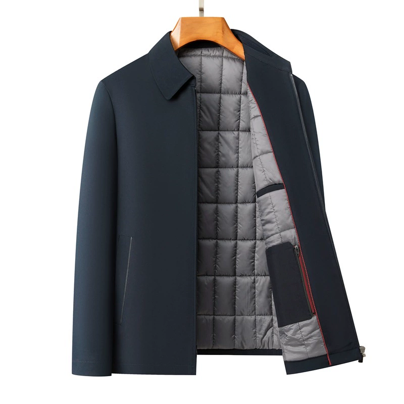 2024 Зимняя хлопчатобумажная куртка среднего и пожилого возраста исполнительная темпераментная куртка топ с лацканом высокого качества хлопчатобумажная одежда для мужчин отдых и тепло