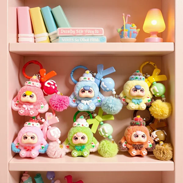 Flocked Doll Accessories for Three-Year-Olds, Key Chains, Bag Charms, Small Pendants, Key Rings, Graduation Gifts, Trendy Toy Pendants