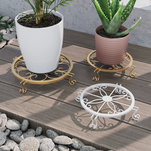 Balcony Floor-standing Iron Wire Flower Stand Indoor and Outdoor Simple Planter Shelf Small Green Pothos Pot Base Flower Stand