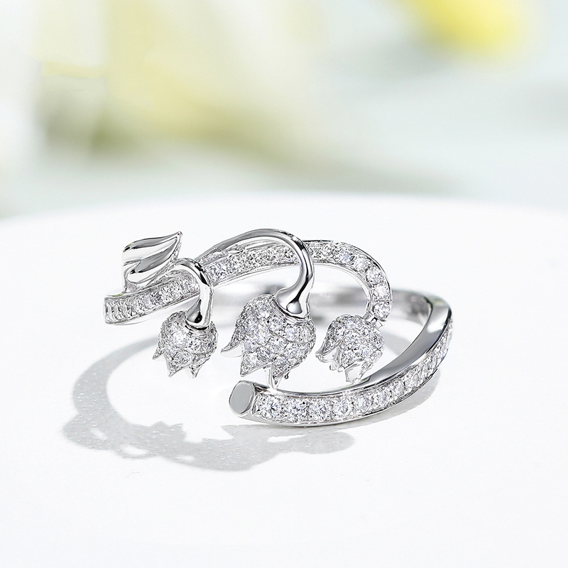 Lily Of The Valley Ring Adjustable Precision Design Jewellery_voghion.com