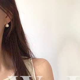 霓娜厂家直销韩国东大门代购同款耳环女天然珍珠长款耳针银针耳饰