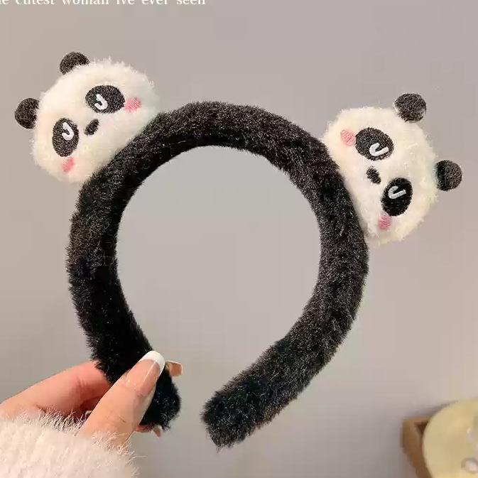 洗脸化妆毛绒头箍发箍卡通可爱猫咪KT小熊耳朵豹纹女卡通发饰摆摊|undefined
