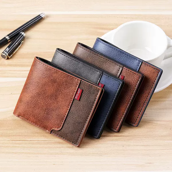 New Men's Wallet Short Style Business Wallet 80% off Thin Matte Large Capacity Zipper Horizontal Soft Leather Wallet Cross-Border
