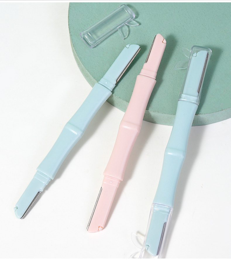 LMLTOP Cartoon dual-head dual-purpose Eyebrow Trimmer Bamboo Joint model with protective mesh stainless steel Eyebrow Scraper SY301 undefined