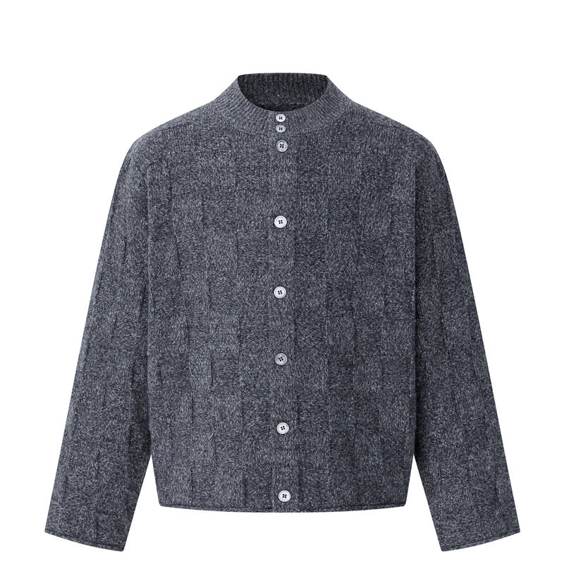 American retro boxy short and wide knit cardigan, unisex, loose-fitting, old-money style, jacquard knit sweater, casual outerwear for couples American retro boxy short and wide knit cardigan, unisex, loose-fitting, old-money style, jacquard knit sweater, casual outerwear for couples