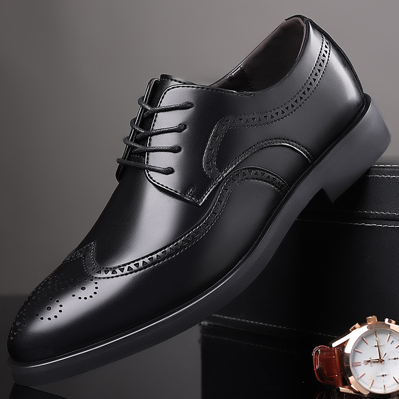 New Men's Business Formal Leather Shoes, Fashionable British Brogue Large Size Men's Shoes, Export Lace-Up Derby Shoes 48 New Men's Business Formal Leather Shoes, Fashionable British Brogue Large Size Men's Shoes, Export Lace-Up Derby Shoes 48