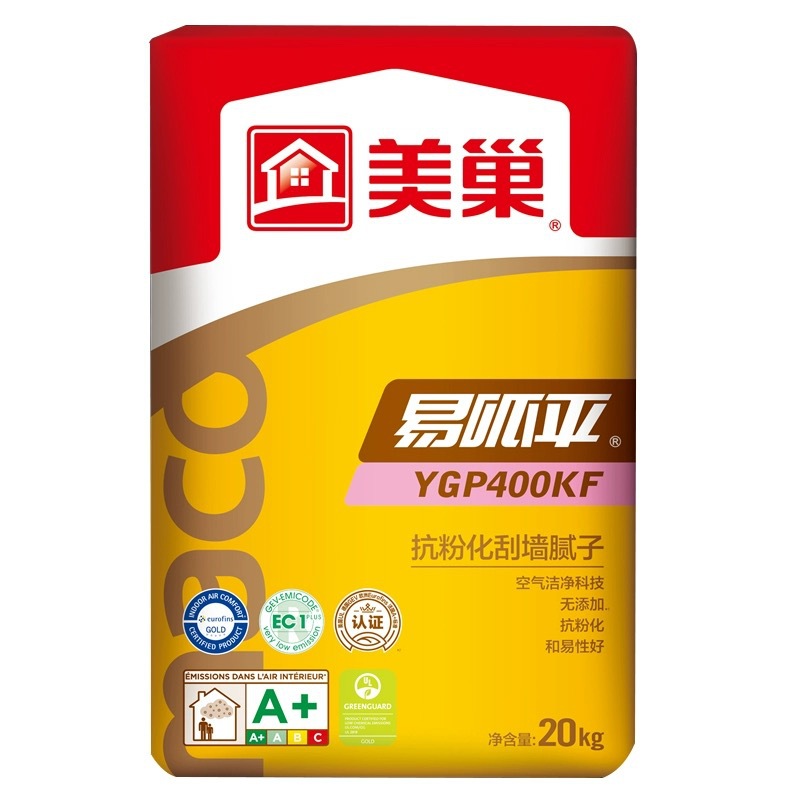 美巢腻子粉抗粉化刮墙腻子粉易呱平YGP400KF防水腻子防霉内墙腻子