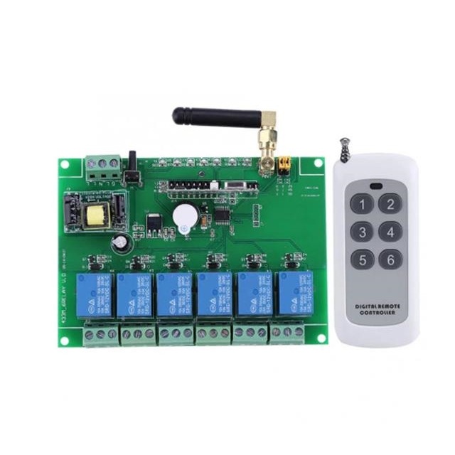 433MHZ 6路继电器模块RF继电器板110-240V带远程控制开关