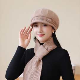 三件套简约时尚妈妈帽秋冬款经典户外防寒防风加绒保暖加厚女批发